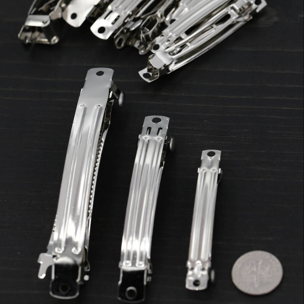 Hair Barrette Clips Silver 4 Pieces