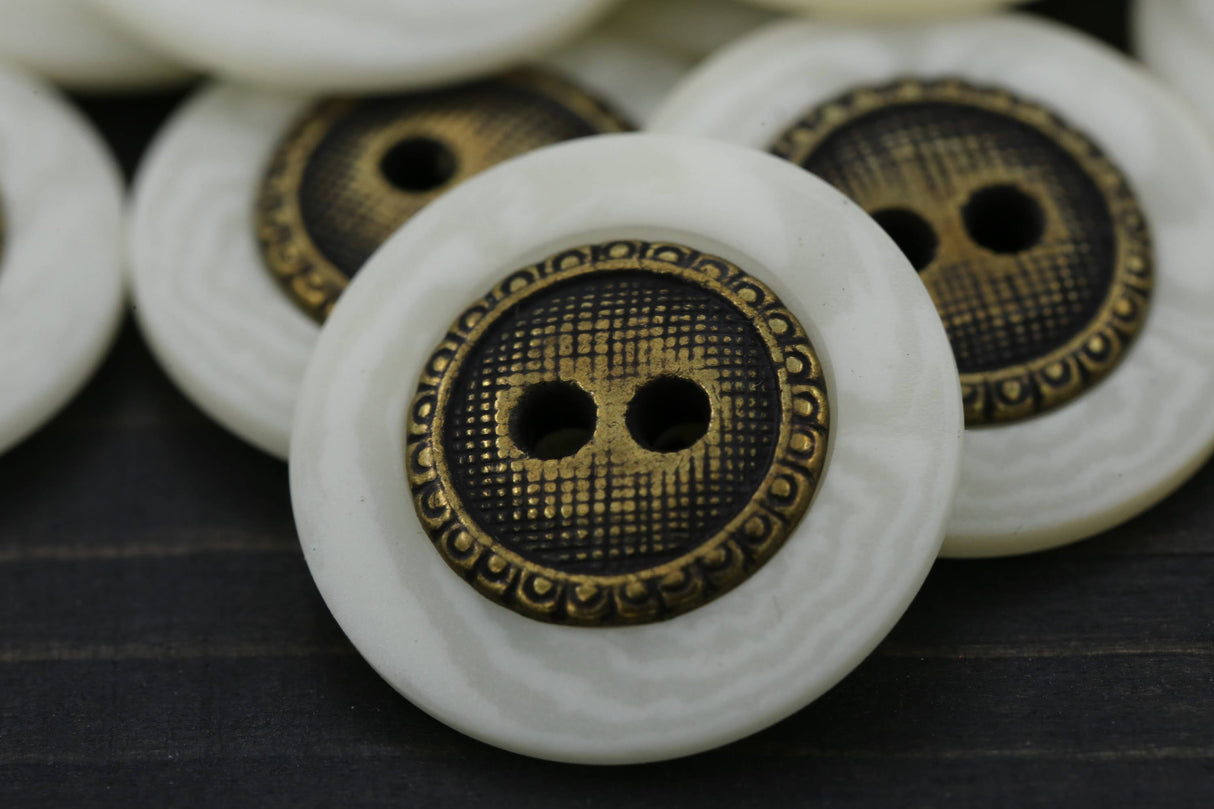 Decorative Plastic Button Ivory Bronze 15mm