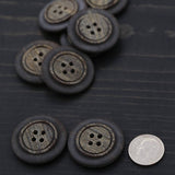 Brown Faux Wood Plastic Button 27mm