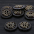 Brown Faux Wood Plastic Button 27mm