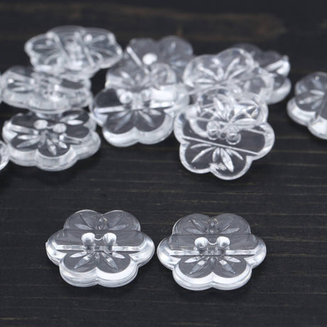 Flower Plastic Button Clear 36L