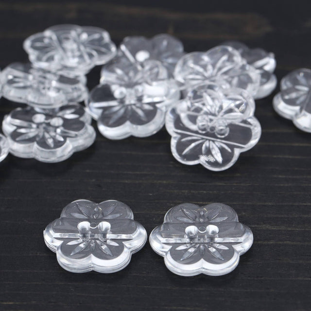 Flower Plastic Button Clear 36L
