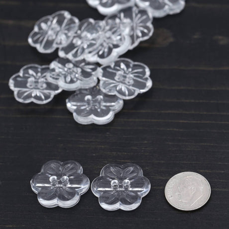 Flower Plastic Button Clear 36L