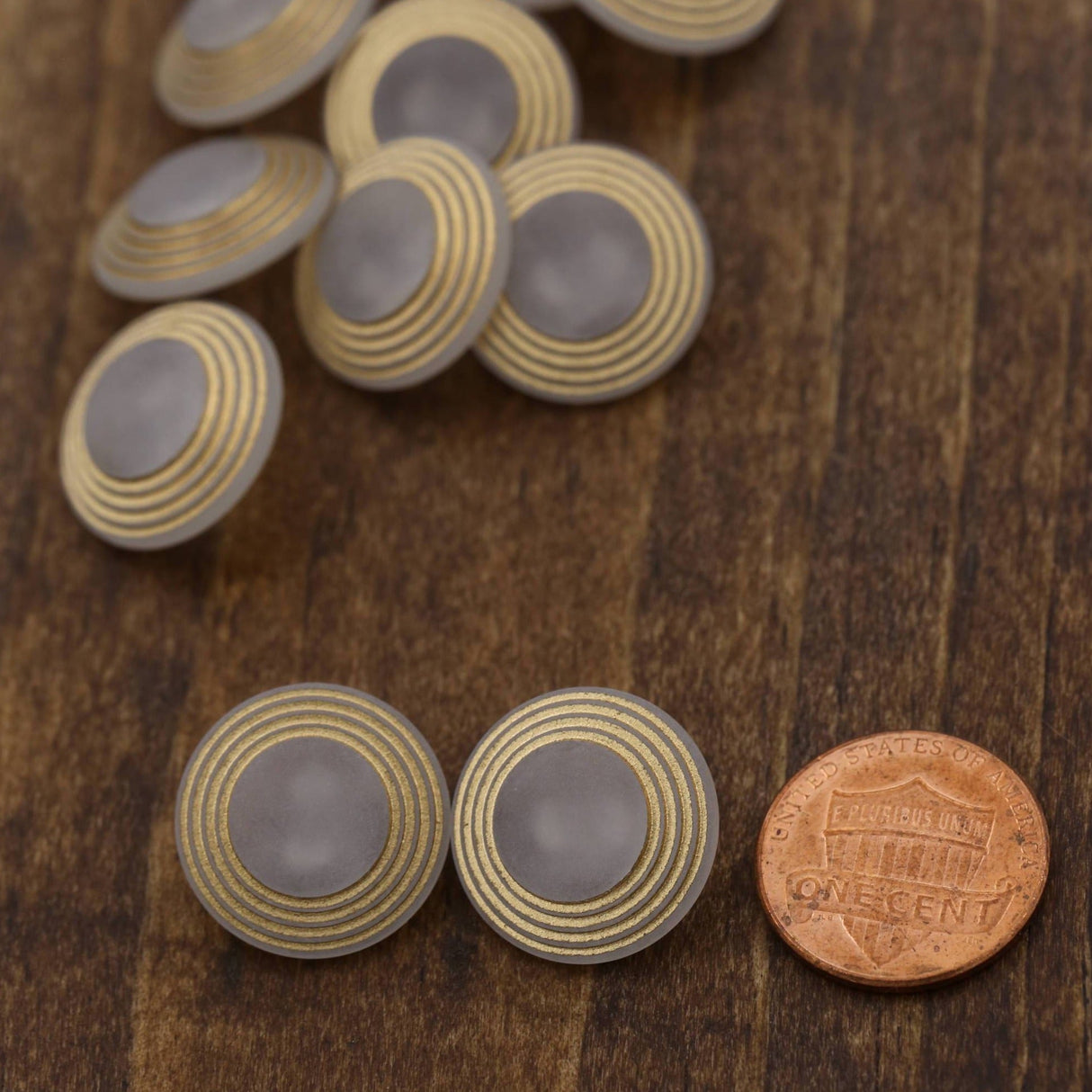 Clear Plastic Shank Button with Gold Rims