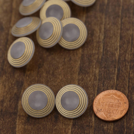 Clear Plastic Shank Button with Gold Rims