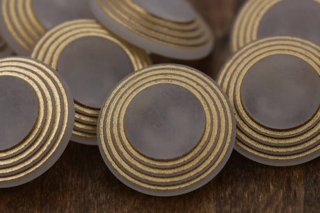 Clear Plastic Shank Button with Gold Rims