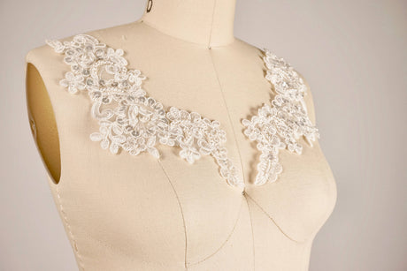 Bridal Lace Applique Pair White Ivory