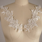 Beaded Bridal Lace Applique Pair