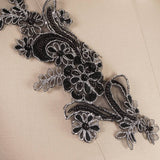 Lace Applique Silver Wire Black