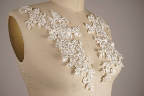 Beaded Applique White Ivory