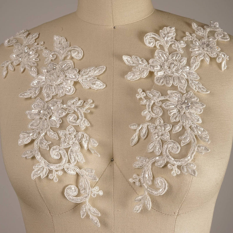 Beaded Applique White Ivory