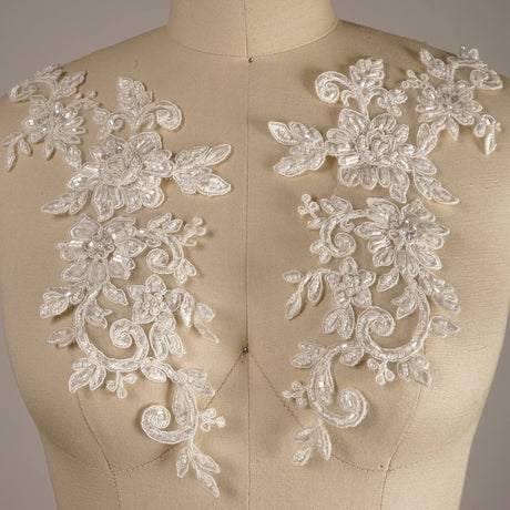 Beaded Applique White Ivory