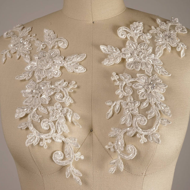 Beaded Applique White Ivory