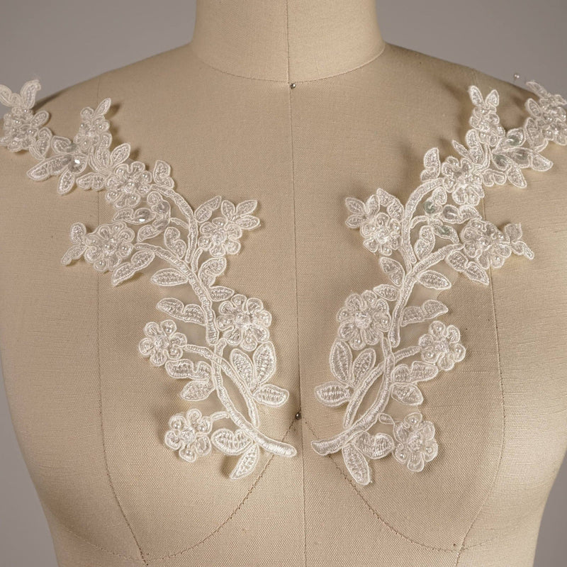 Bridal Applique Sequin Beaded White Ivory
