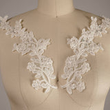 Bridal Applique Sequin Beaded White Ivory