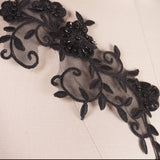 Beaded Sequin Lace Applique Black