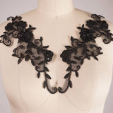 Beaded Sequin Lace Applique Black