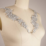Metallic Silver Lace Applique Pair