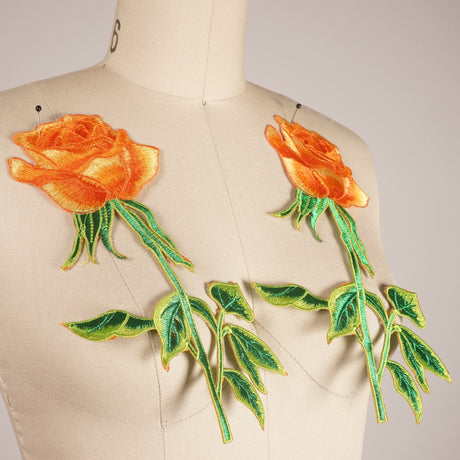 Flower Patch Iron-On Orange Rose Applique