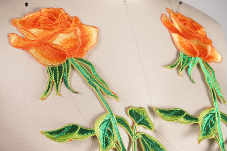 Flower Patch Iron-On Orange Rose Applique