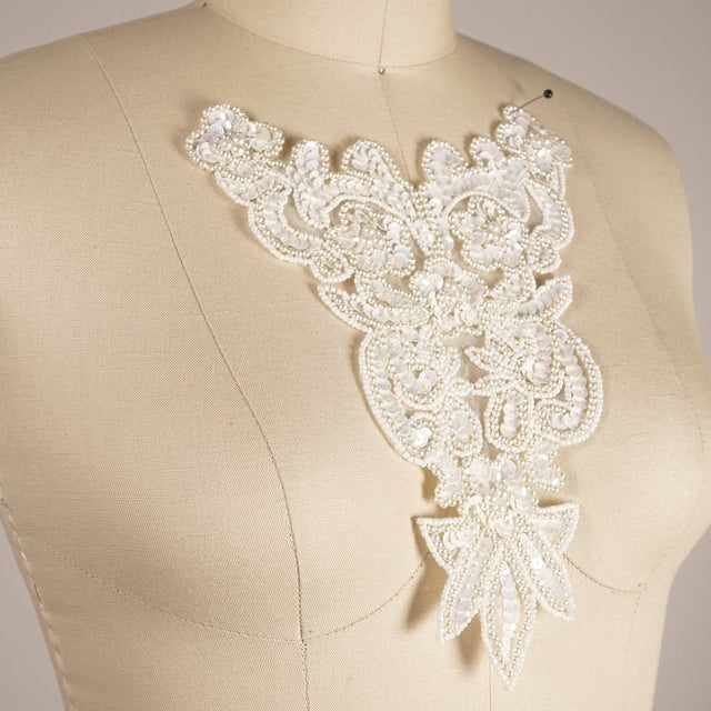 Pearl Sequin Neckline Applique