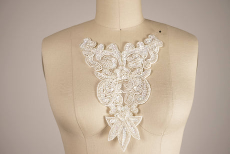 Pearl Sequin Neckline Applique