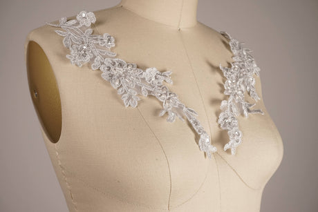 Silver Lace Flower Branch Applique