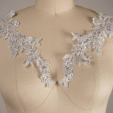 Silver Lace Flower Branch Applique