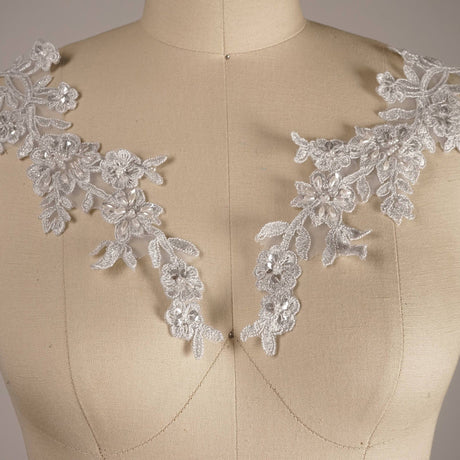 Silver Lace Flower Branch Applique