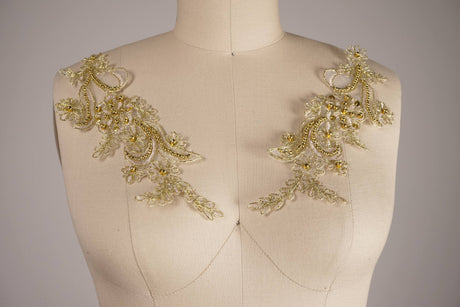Gold Lace Applique Patch 9in