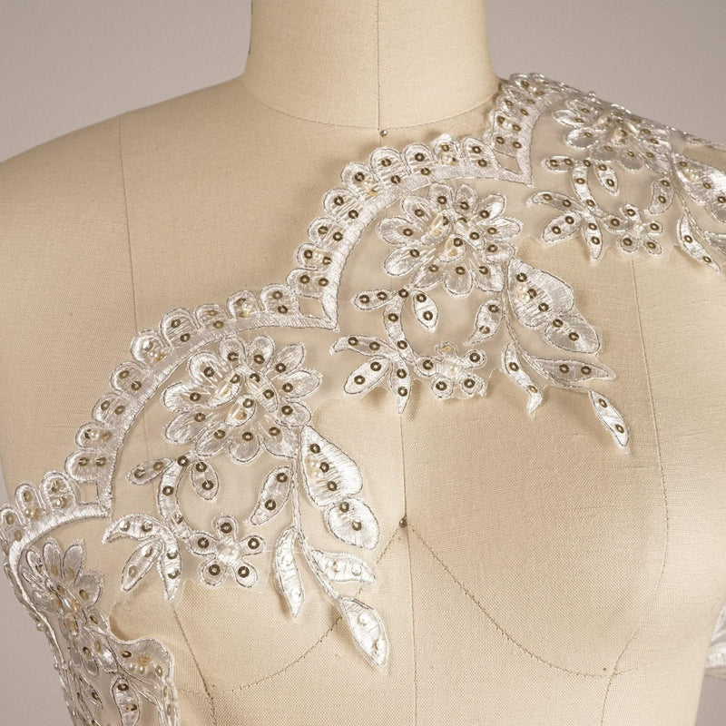 Bridal Lace Trim White Gold Scalloped