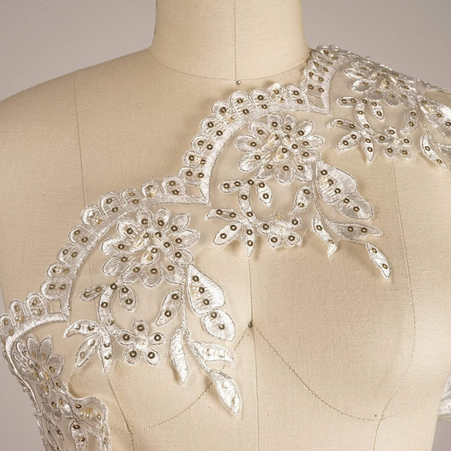 Bridal Lace Trim White Gold Scalloped