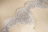 Beaded Scalloped Lace Trim 4.5" Silver Ivory