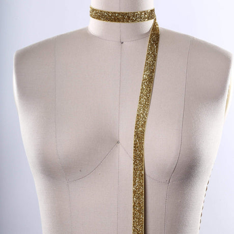 Glitter Elastic Trim Gold 5/8"