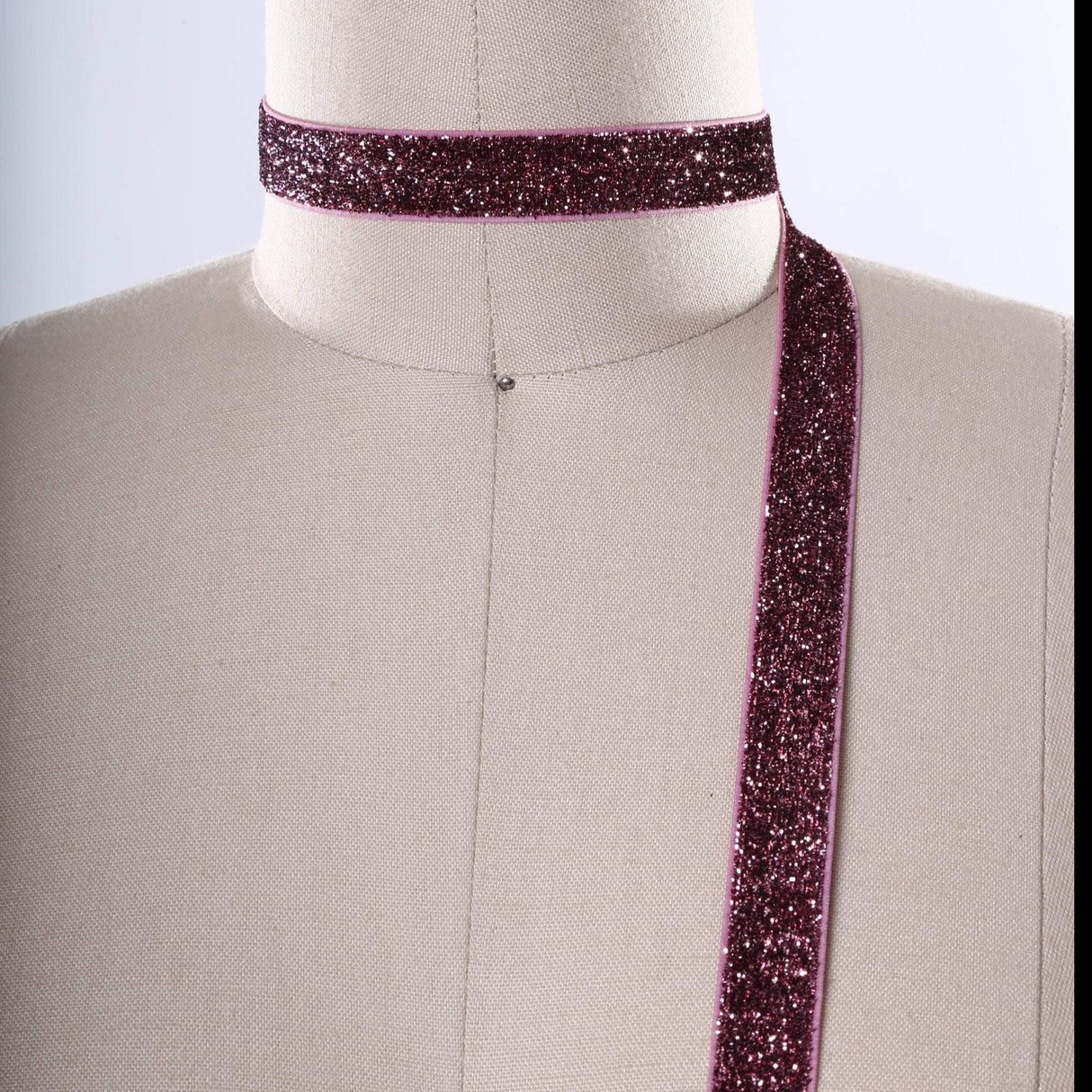Glitter Elastic Mauve Pink 5/8 Inch