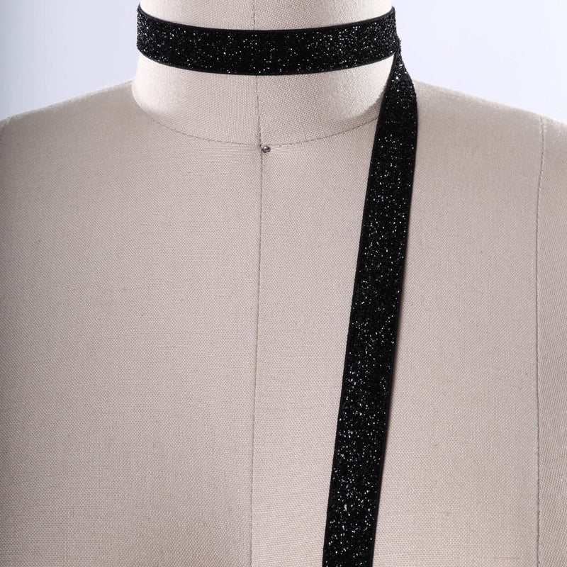 Glitter Elastic Trim Black 5/8"