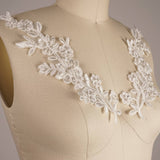 Beaded Bridal Lace Applique Pair