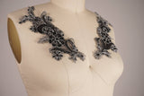 Lace Applique Silver Wire Black
