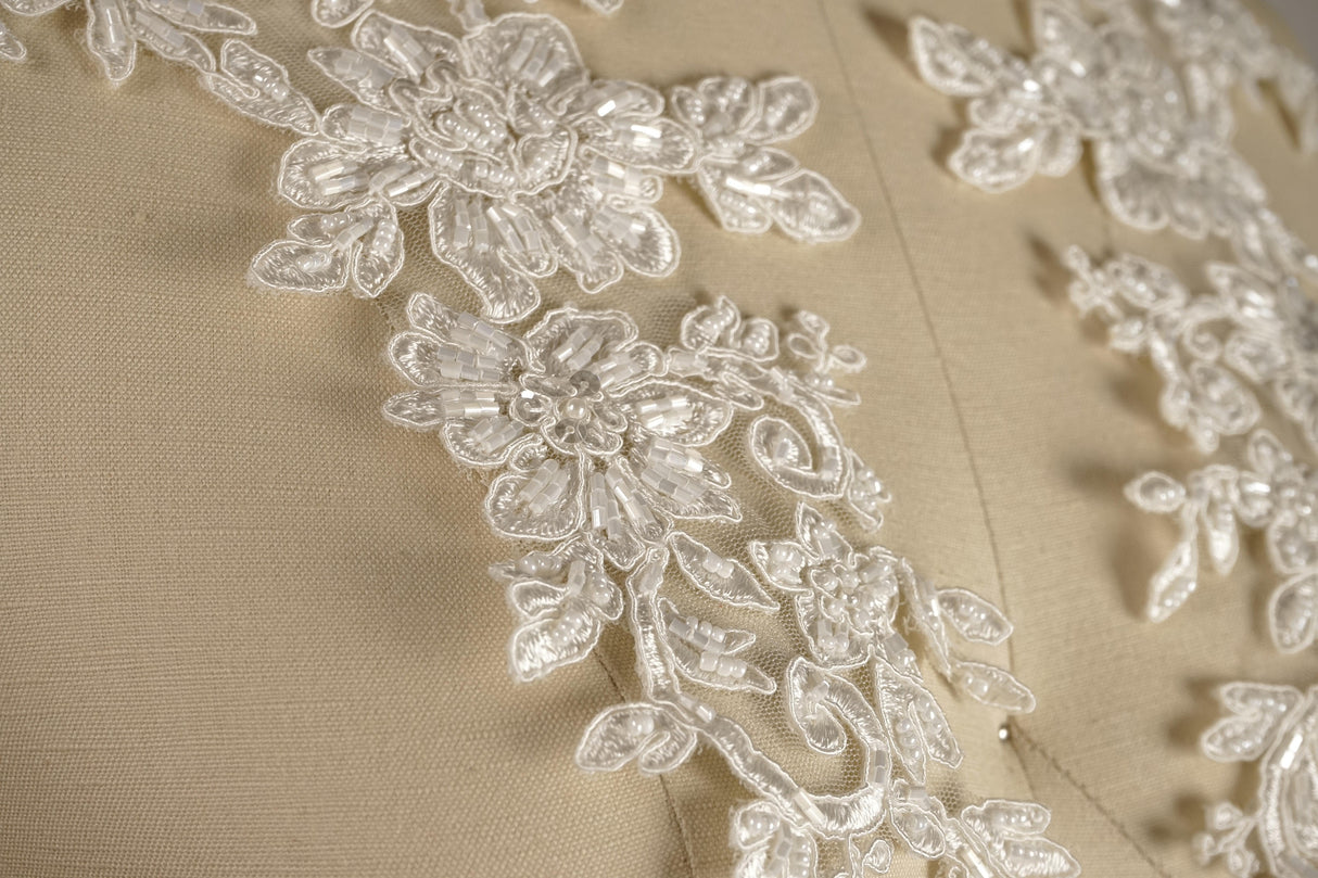 Beaded Applique White Ivory