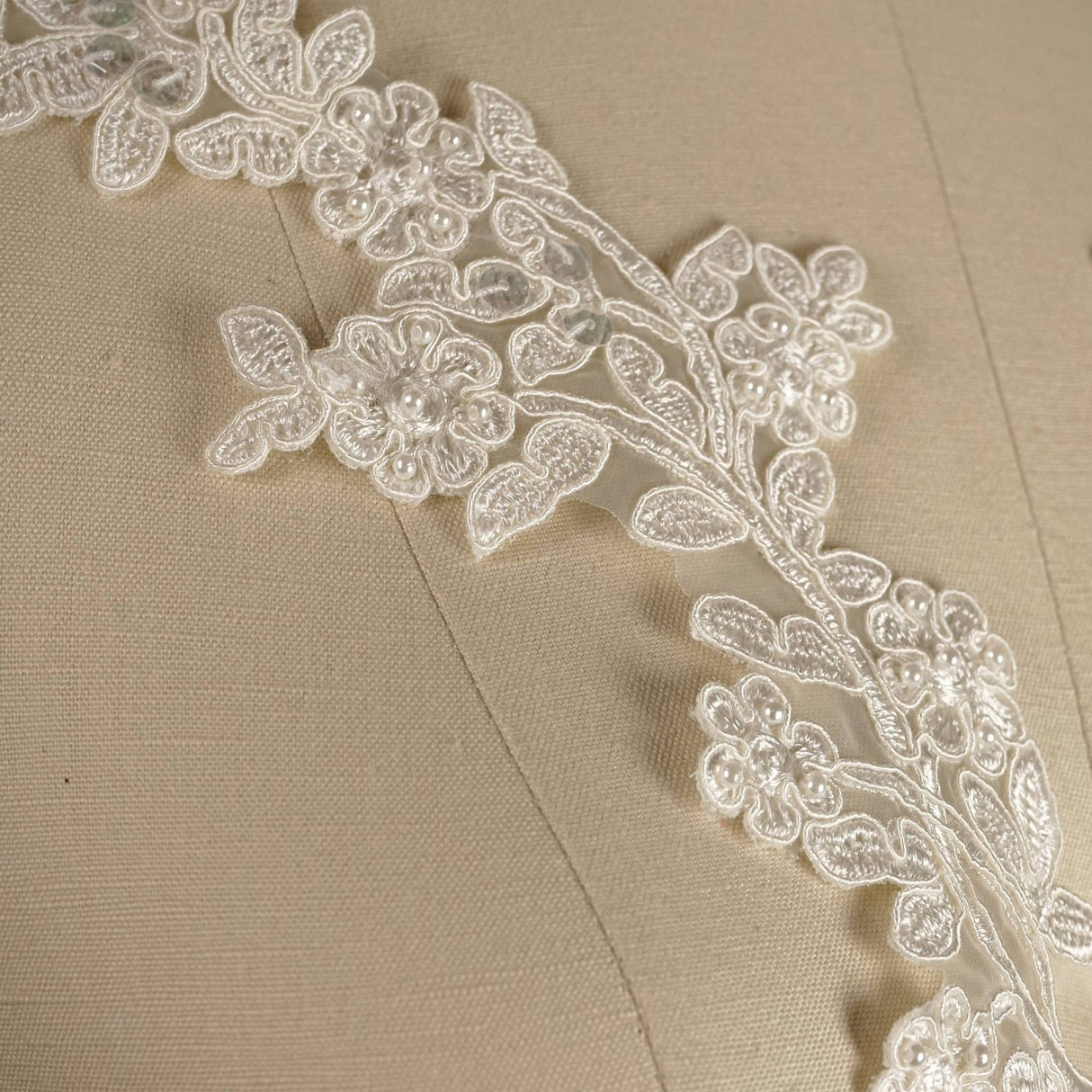 Bridal Applique Sequin Beaded White Ivory