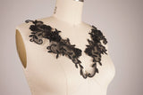 Beaded Sequin Lace Applique Black