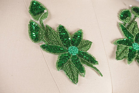 Sequin Flower Patch Grass Green Iron-On