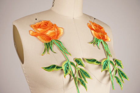 Flower Patch Iron-On Orange Rose Applique