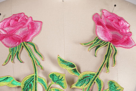 Iron-On Pink Rose Applique Patch