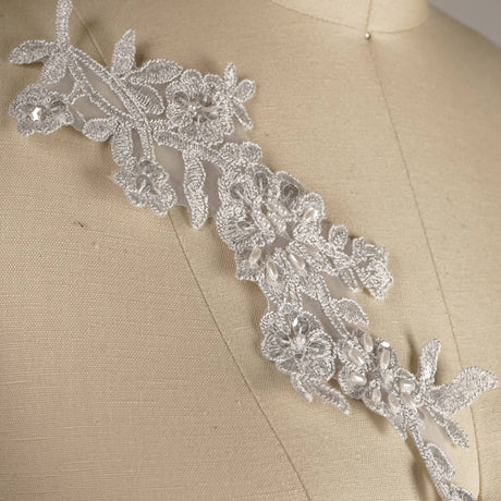 Silver Lace Flower Branch Applique