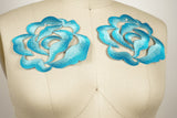 Embroidery Flower Iron-On Patch Blue