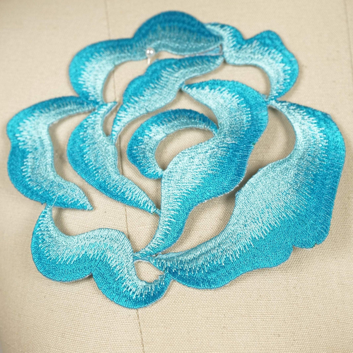 Embroidery Flower Iron-On Patch Blue