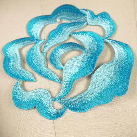 Embroidery Flower Iron-On Patch Blue