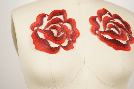 Rose Patch Wine Red Embroidery 5.5 Inch