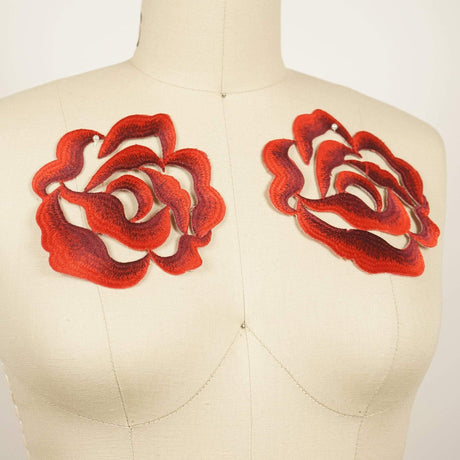 Rose Patch Wine Red Embroidery 5.5 Inch
